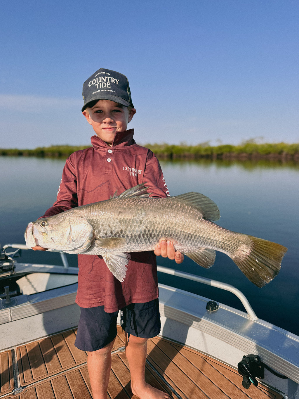 Pilbara Red Collared Kid's/Youth Fishing Shirt